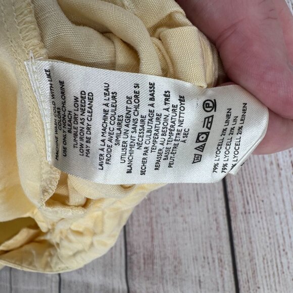 Anthropologie Linen Blend Pleated Cuffed Hem Shorts Women's Size Medium Yellow - Picture 8 of 11